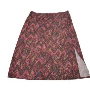 Kim Rogers Elastic Waist Maxi Skirt With Slit On Side Size 3X 35" Long